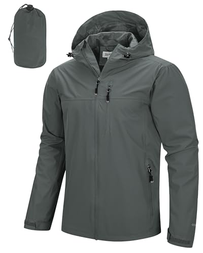 33 000ft Mens Packable Rain Jacket Lightweight Rain Shell Jacket with Hood Waterproof Raincoat for Cycling