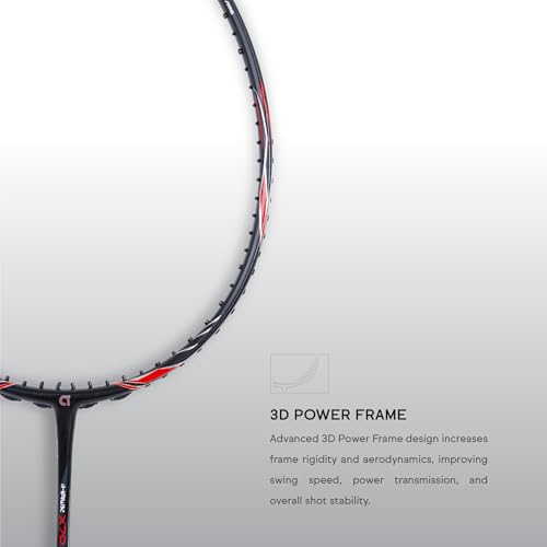 Image of Apacs iHawk X70 (Unstrung) Full Graphite Ultra Strong Carbon Fibre (75-79g) | 35 LBS Max Tension | 3D Power Frame | Made in Vietnam Badminton Racket with Full Cover (Black) (All Rounder)