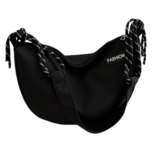 SXRQ Bolso cruzado con correa de cuerda trenzada a la moda, color sólido, con cremallera, para mujeres y hombres, hombro de bola de masa hervida de moda, Black, One Size