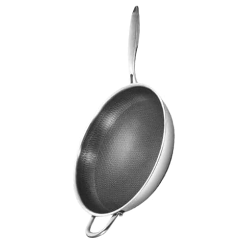 Wok de acero inoxidable doble mango STOBAZA diseño panal