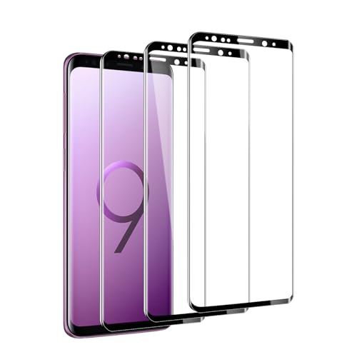 SUJASEN 3 Pack Tempered Glass Screen Protector for Samsung Galaxy S9 9H Hardness 3D Curved Film Scratch Resistant HD Clear Case Friendly Bubble-Free Easy Install