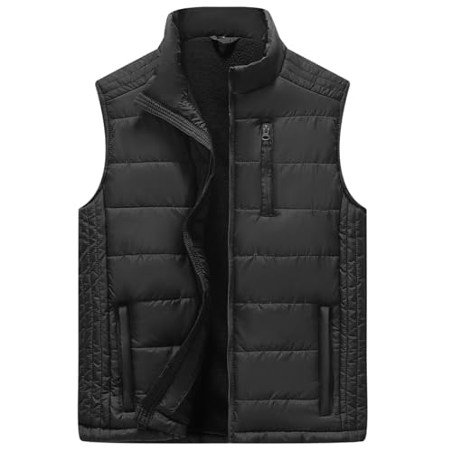 Image of Msmsse Men's Outerwear Vests Winter Quilted Padded Vest Gilet Stand Collar Warm Puffer Vest