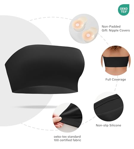 Image of DEANGELMON Strapless Bras for Women Non-Slip Silicone Bandeau Seamless Tube Top Bralette Comfy Non Padded Stretchy Stylish