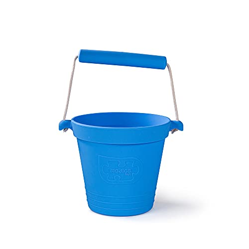 Bigjigs Toys Adventure Collapsible Bucket (Ocean Blue) - Silicone Bucket for Sandpit, Holiday Toys for Toddlers, Quality Sand and Water Toys