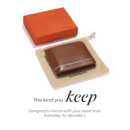 Image of MOKOBARA Stash Slim Bifold Wallet for Men | Monostriped | Genuine Leather | RFID Protected | Holds Up to 6 Cards | Single Currency Compartment | Tan Lines (Tan)