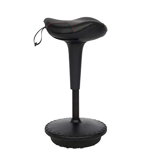 Image of Puluomis Balance Perch Stool Saddle Design Wobble Stool Adjustable Height 26-31 Inch for Active Sitting Office Standing Desk Swivel Stool, Black