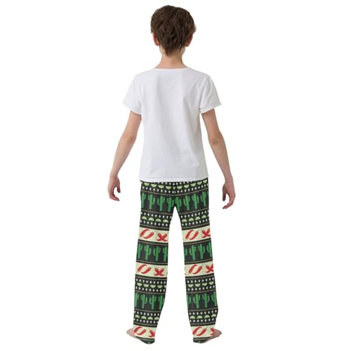 ZZXXB Chilli Cactus Boys Long Pants Soft Trousers Elastic Waist Kids Lounge Bottoms with Pockets S-XL3