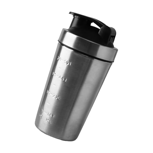 Image of Stainless Steel Shaker Bottle, 590ml (Grey) | Includes Steel Ball for Smooth, Lump-Free Shakes, Perfect for Protein, Supplements, and Beverages