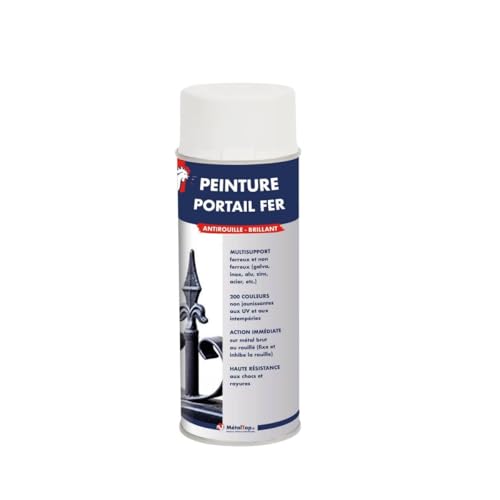 Metaltop - Peinture Portail Fer - Gris anthracite - RAL 7016 - Bombe 400 ml - Protection antirouille et finition durable pour métal extérieur