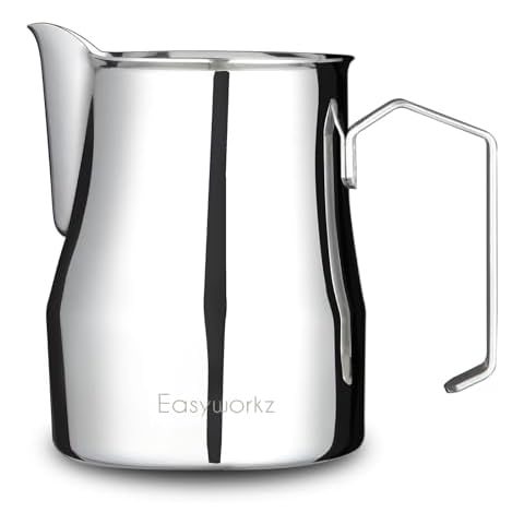 Easyworkz Espresso Steaming Pitcher Stainless Steel 15 oz Coffee Frothing Picther Milk Jug Cappuccino Latte Art Cup Cover