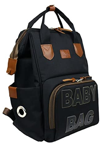 Stylo Monaco Baby Bag Baskılı Anne Bebek Bakım Sırt Çantası (SİYAH BASKILI)