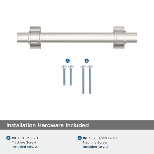 Image of Amerock BP36605PN | Davenport 3-3 /4 inch (96mm) Center-to-Center Polished Nickel Cabinet Pull | Kitchen Cabinet Hardware | Furniture Hardware | Drawer Handle