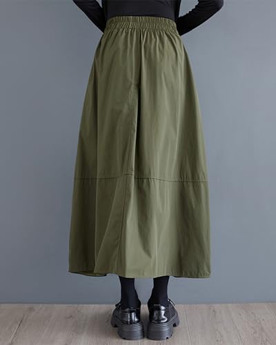 Women's Skirt Elastic Waist Two Side Pockets Solid Color Baggy Loose Oversize Trouser GZ3143