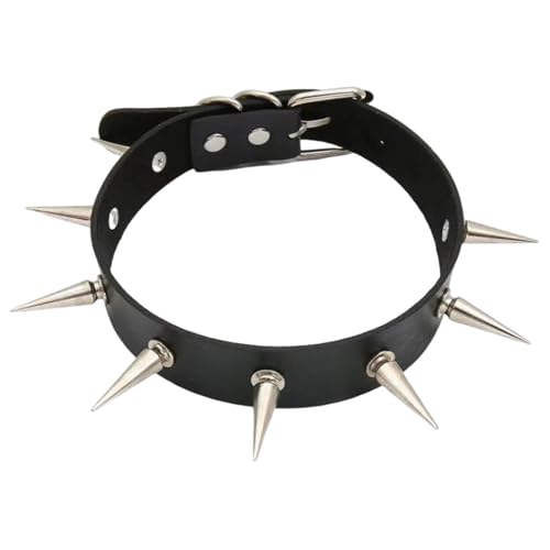 Jorzer Collier ras du cou pour femme clouté en cuir gothique punk à pointes noires rivets cloutés tenue Emo réglable.
