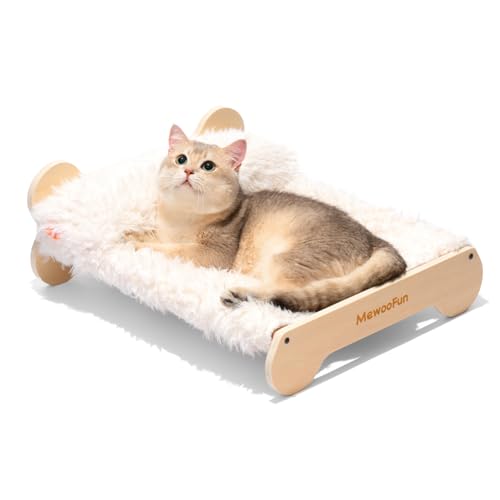 MEWOOFUN Cat Beds for Indoor Cats, Wooden Cat Hammock Bed with Pi...
