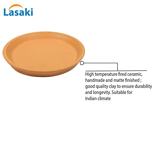 Image of Lasaki Round Ginger Ceramic Bottom Trays /Plate for Planter (6-inch, Set of 2) | Dripping Tray for Pots, Tray for Indoor & Outdoor Planters, Home Decor