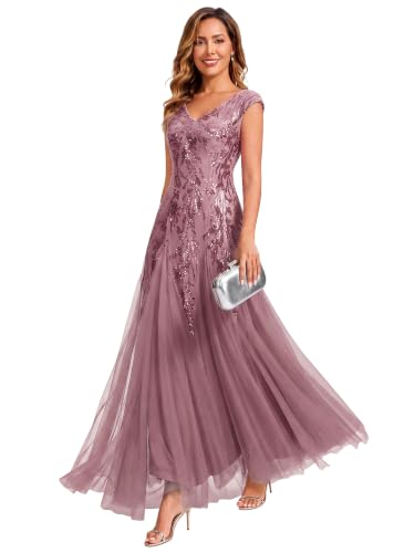 Ever-Pretty Women's Maxi Formal Gowns Sequin Mother of the Bride Dresses