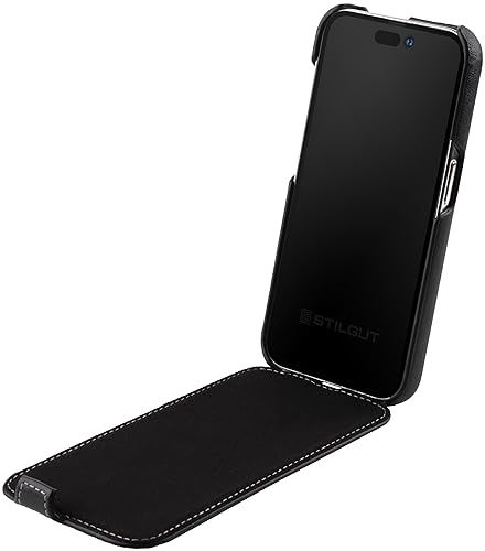 STILGUT UltraSlim Compatible with iPhone 15 Plus Case, Case Compatible with MagSafe Made of Leather, Flip Case - Image 4