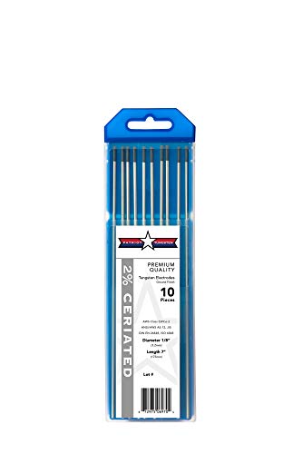 Patriot Tungsten TIG Welding Electrodes 2% Ceriated WC20 (EWCe-2) Grey 1/8 10 Pack