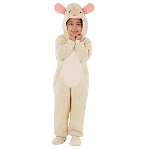 Morph Déguisement Agneau Enfant, Costume Mouton, Déguisement Animaux pour Halloween Enfant, 3-4 Ans