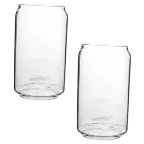 LOLIPPYY 2個 耐熱ガラス製リングプル缶型グラスカップ透明ビールマグ水用容器家用パーティー装飾用
