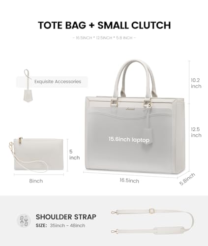 Image of LOVEVOOK Laptop Tote Bag for Women, Office Work Bag Briefcase fit for Laptop, Large Capacity Teacher Bag Handbag