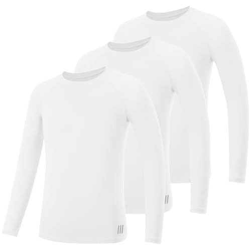RIKUAOU Youth Boys Compression Shirt, Long Sleeve Kids Athletic Undershirt Quick Dry Base Layers for Baseball Football Sports