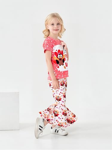 Image of Ayzozuy Kids Toddler Girl Clothes Letter Print Graphic Top + Leopard Print Flare Leg Pants 2PC Summer Clothing Set
