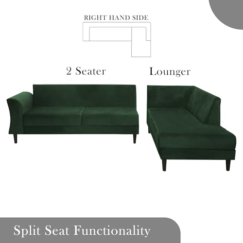 Image of Gratly RHS 4 Seater L Shape Sofa Set for Living Room (Green Colour) Premium Fabric Sofa