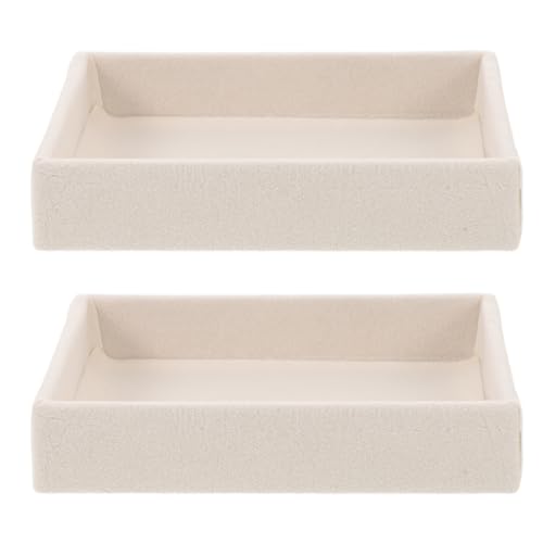 MUELODSIC Vassoio Portagioielli Impilabile in Velluto Beige Piccolo Organizer per Orecchini Anelli e Collane Contenitore Salvaspazio per Cassetti Custodia Protettiva per Gioielli da