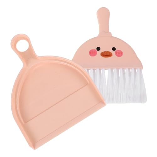 ABOOFAN Ensemble Mini Balai à Main Et Pelle Rose Petit Format Pour Bureau, La Cuisine Et Canapé Outil De Nettoyage Compact Et Pratique Pour Surfaces Restreintes