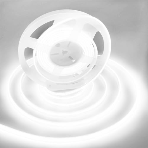 Image of LED Strip Lights COB 16.4ft AC110-130V Waterproof IP68 Daylight White 6500K | Dimmable 30000LM Super Bright 1200 LEDs / 2 Times Brightness Than 12V COB Strip Lights Tape Ribbon / Kitchen Cabinet Lighting