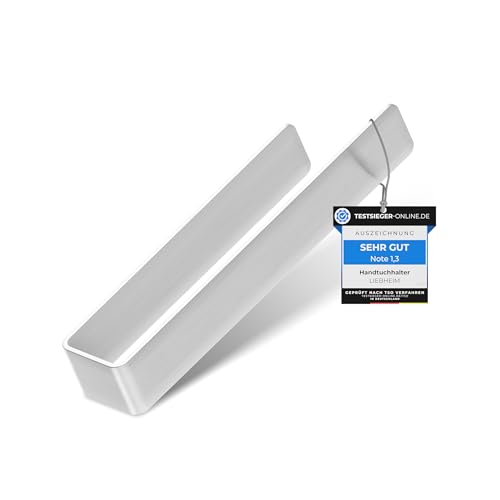 LIEBHEIM Handtuchhalter ohne Bohren - TESA Montage Klebeband & extra große Klebefläche - Handtuchstange Aluminium zum Kleben (Aluminium gebürstet, 22)