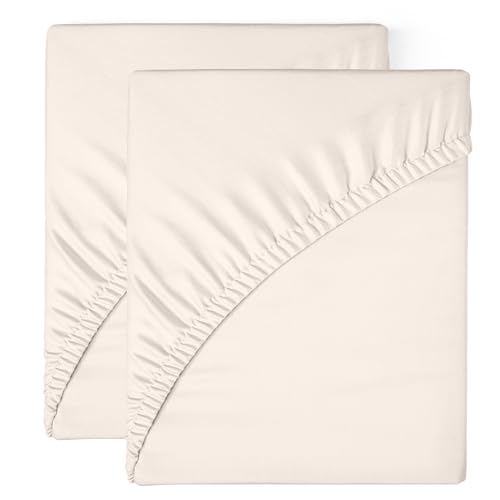 SomniHome Set de 2 Bajeras Extra Suaves. Sabanas Bajeras Cama 135 cm. Cama Matrimonio. Bajeras Ajustables y Transpirables. Resistentes, No destiñen. Color Beige