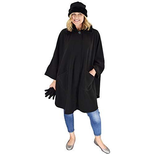 Le Moda Women's Sherpa Trim Polar Fleece Wrap with Matching Gloves and Hat | Winter Collection | One Size Fits All