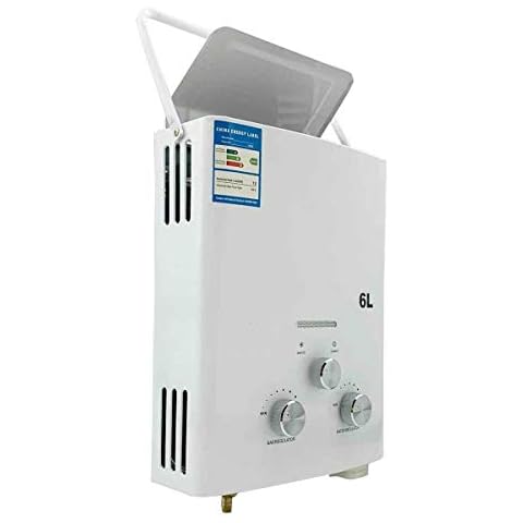 SUDEG Tankless Hot Water Heater,6L Portable Propane Gas Water Heater Propane LPG Gas Instant for Outdoor Camping Shower Household Gas Heater with Shower Head for Outdoor Use Cover