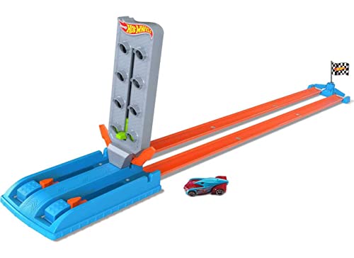 Hot Wheels Toy Car Track Set, Drag Strip Champion Playset & 1:64 Scale Car, Head-to-Head Racing, Connects to Other Sets