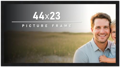 44x23 Frame Black Picture Frame - Complete Modern Photo Frame Includes UV Acrylic Shatter Guard Front, Acid Free Foam Backing Board, Hanging Hardware Wood Wall Frames for Family Photos - no Mat