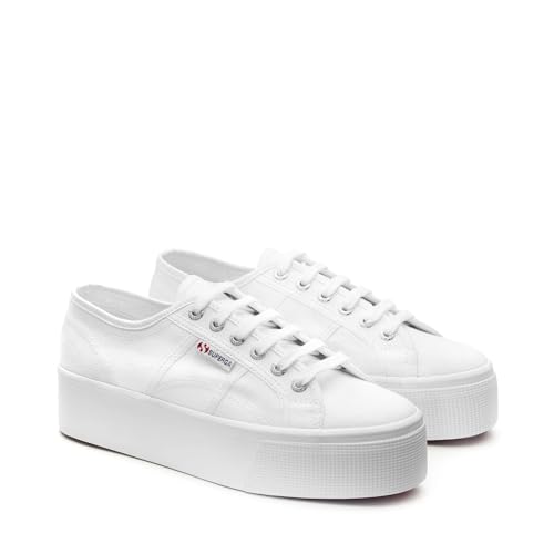 Superga 2790 Platform Sneakers for Men and Women - Iconic Italian Men’s and Women’s Tennis Shoes with Breathable Canvas Upper, Non Slip Rubber Sole, White - 4.5 Men/6 Women2