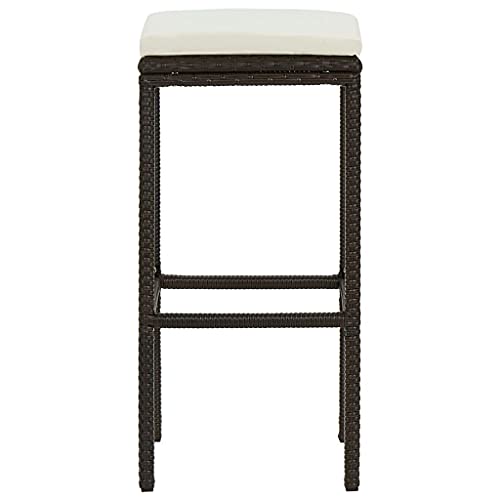 Tabourets de bar en polyrotin marron lot de 3 avec repose-pieds 76 cm