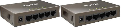 Image of Tenda TEF1005D | 5-Port 10 /100Mbps Fast Ethernet Switch | Desktop Network Splitter | Sturdy Metal | Fanless | Plug & Play | Traffic Optimization | Limited Lifetime Protection (Pack of 2)