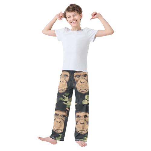 ZZXXB Chimpanzee Leaves Boys Long Pants Soft Trousers Elastic Waist Kids Lounge Bottoms with Pockets S-XL3