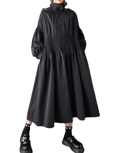 Manteaux pour femmes Ellazhu GZ706 A maxi coupe-vent à capuche grande taille