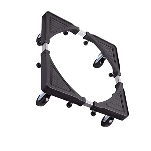 ROMISBABA Base Ajustable Inoxidable con Ruedas y Freno para Lavadora Secadora y Frigorífico Soporte Móvil Antideslizante y Antivibración para Cocina y Lavandería Negro