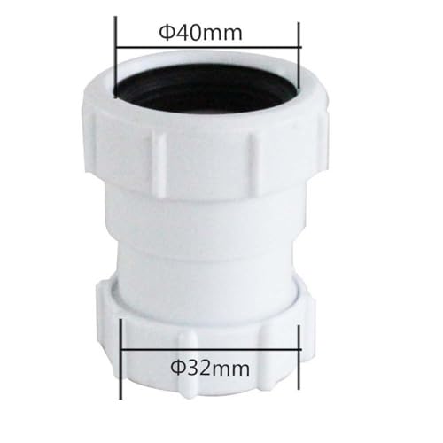 Rohrverlängerungsanschluss, 40 mm Buchse auf 32 mm Buchse, Reduzierstück, gerades Rohrreduzierstück, Ablaufabfalle, Rohrverlängerungsverbinder