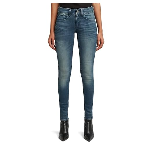 G-STAR RAW Damen Lynn Mid Waist Skinny Jeans, Blau (medium aged 6550-71), 31W / 34L