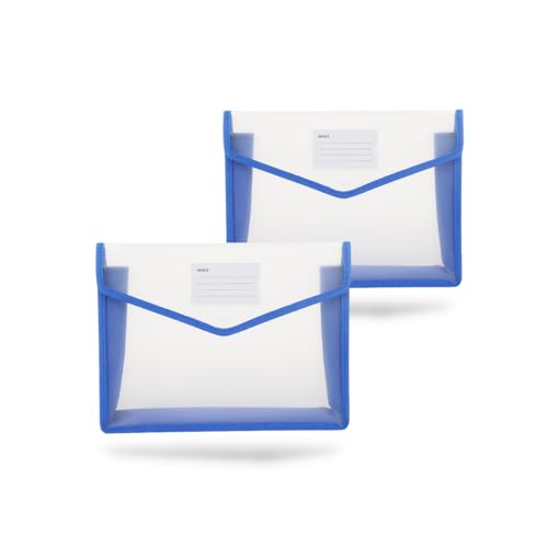 レジプロb A4サイズ プラスチック製 クリアファイルケース ボタン式 書類整理 2個セット (ブルー)