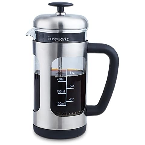 Easyworkz Stainless Steel French Press 350ml Coffee Tea Maker with Soft Grip Handle Cover