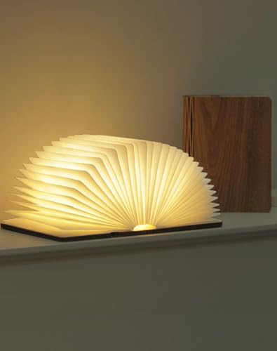 Image of 5.7 Inch Wooden Book Lamp - Portable Folding LED Book Light for Reading, Home & Library Decor, Unique Gift for Book Lovers, Magnetic Night Light (Walnut)