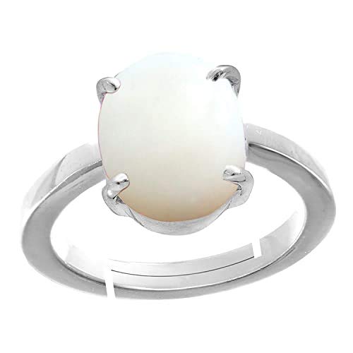 3.25 Carat 4.00 Ratti Certified Natural AA++ Quality Panchdhatu White Fire Opal Loose Gemstone Silver Plated Adjustable Ring for Men and Women-image-12